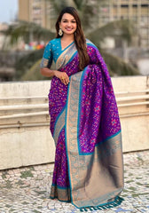 Jasmine Purple Banarasi silk saree