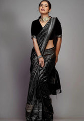 Ruchita Black Banarasi Silk Saree