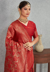 Gehna Red Banarasi Silk Saree