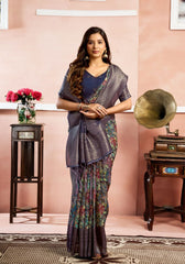 Srivalli N.blue Digital Silk saree