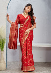 Rudrani Red Banarasi silk saree