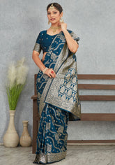 Sita MorePeach Banarasi Soft Silk Saree