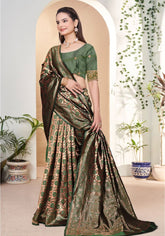 Niharika Mehandi Banarasi Silk Saree