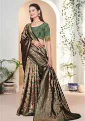 Niharika Mehandi Banarasi Silk Saree