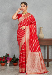 Charmi Red Banarasi Soft Silk Saree