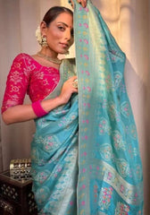Tisha Sky Blue Banarasi Silk Saree