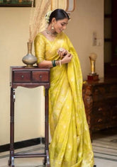 Anarkali Gold banarasi silk saree
