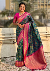 Jasmine Rama Banarasi silk saree
