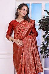 Antara Red Banarasi Silk Saree