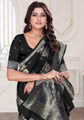 Aura Black Banarasi Silk Saree