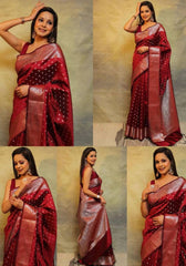 Suhani Maroon Banarasi Silk Saree