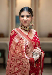 Radharani Red Banarasi Silk Saree