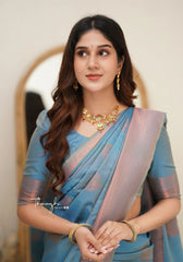 Nimisha Teal Banarasi Silk Saree