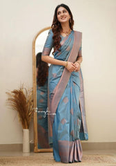Nimisha Teal Banarasi Silk Saree