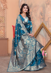 Palak Morepeach Banarasi Silk Saree