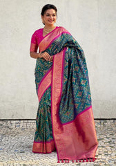 Jasmine Rama Banarasi silk saree