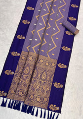 Ruvika – Banarasi Soft Silk Saree in R.blue with Ornamental Border