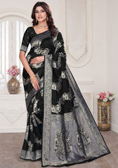 Aura Black Banarasi Silk Saree