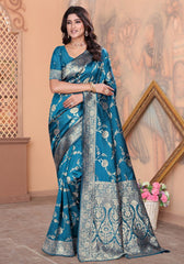Palak Morepeach Banarasi Silk Saree