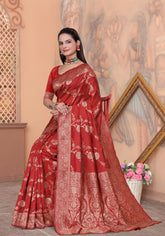 Palak Red Banarasi Silk Saree
