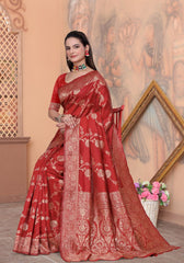 Palak Red Banarasi Silk Saree