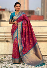 Jasmine Maroon Banarasi silk saree