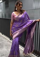 Yamika Lavender Banarasi Silk Saree