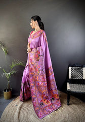 Ishani Lavender Nylon Silk Saree