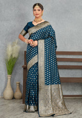 Charmi More Peach Banarasi Soft Silk Saree