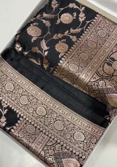 Black Banarasi Katan Silk Saree