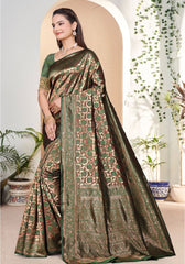 Niharika Mehandi Banarasi Silk Saree