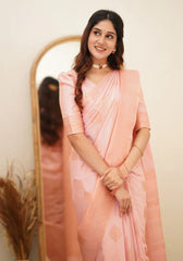 Nimisha Peach Banarasi Silk Saree