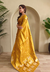 Varnika – Mustard Banarasi Soft Tiuuse Silk Saree of Subtle Charm