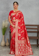 Sita Red Banarasi Soft Silk Saree