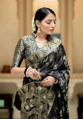 Anarkali Black banarasi silk saree