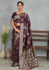 Sita Wine Banarasi Soft Silk Saree