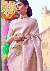 Akira Peach Banarasi Silk Saree