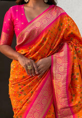 Jasmine Orange Banarasi silk saree
