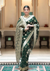 Radharani B.green Banarasi Silk Saree