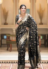 Pihu Black Banarasi Silk Saree