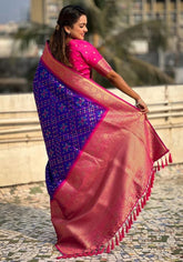 Jasmine Royal Blue Banarasi silk saree