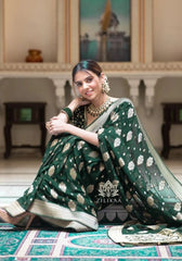 Radharani B.green Banarasi Silk Saree