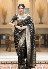 Pihu Black Banarasi Silk Saree