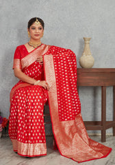 Charmi Red Banarasi Soft Silk Saree