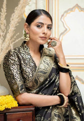 Anarkali Black banarasi silk saree