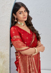 Rudrani Red Banarasi silk saree