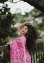 Graceful – Rose Pink Cotton Saree with Harmony Blouse Piece