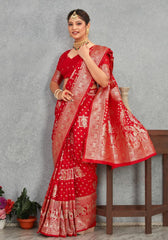 Janaki Red Banarasi Soft Silk saree