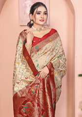 Samaira Maroon Organza Silk Saree