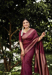 Charulata – Deep Maroon Banarasi Soft Silk Saree with Royal Charm